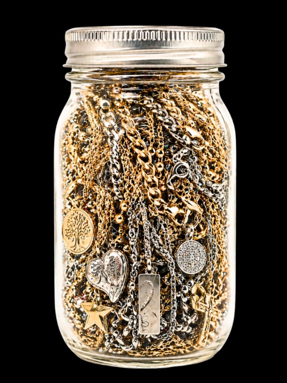 Tangle Therapy Jar – All Wearable Chains + Sterling Mixed In